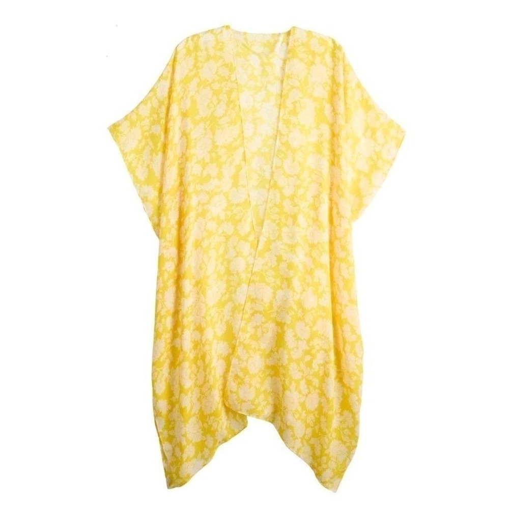 Lauren‎ Conrad Duster Ruana O/S Kimono Floral Indie Boho Peasant Beachy Yellow